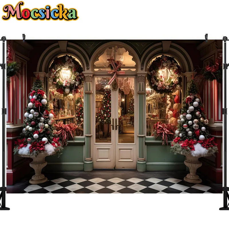 Christmas Photography Background Xmas Tree Garland Toy Store Decoration Family Portrait Photo Background Studio Props Banner