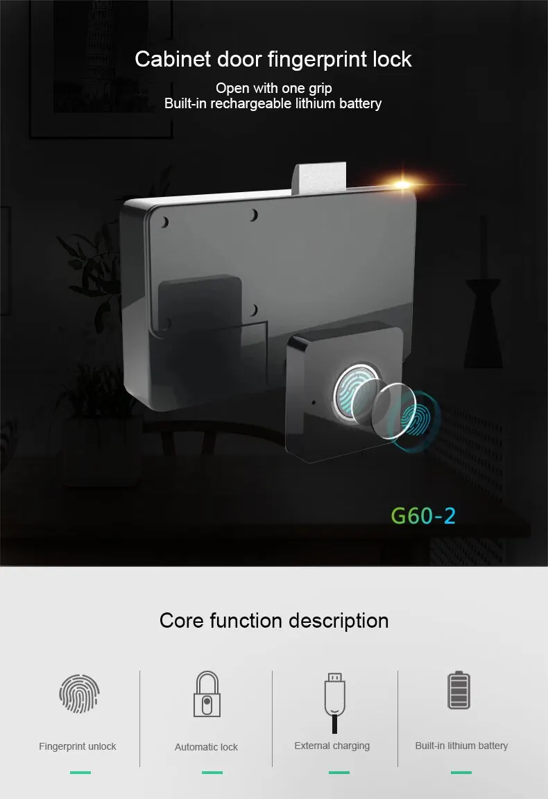 Serrure de meuble intelligente à puce de 2e génération, batterie aste, identification par empreinte digitale, MELCabinet