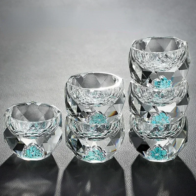 1 copa de vino de cristal de 50 ml, diseño de estrella, color turquesa, serie Star Diamond