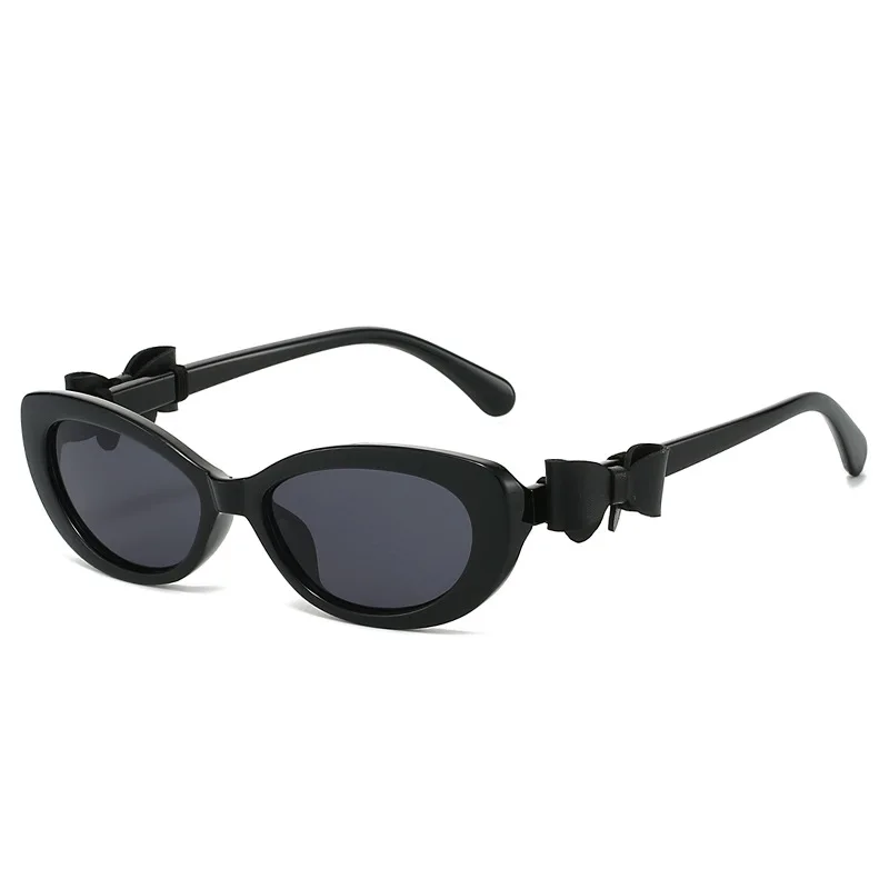 Korean Style Cat-Eye Fashion Bow Glasses for Women, Catwalk High-End Decorative Anti-Uv Sunshade Glasses
