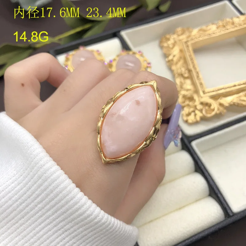 Big eye shape pink crystal stone rings for women chunky statement cocktail rings for party vintage elegant new in 2024