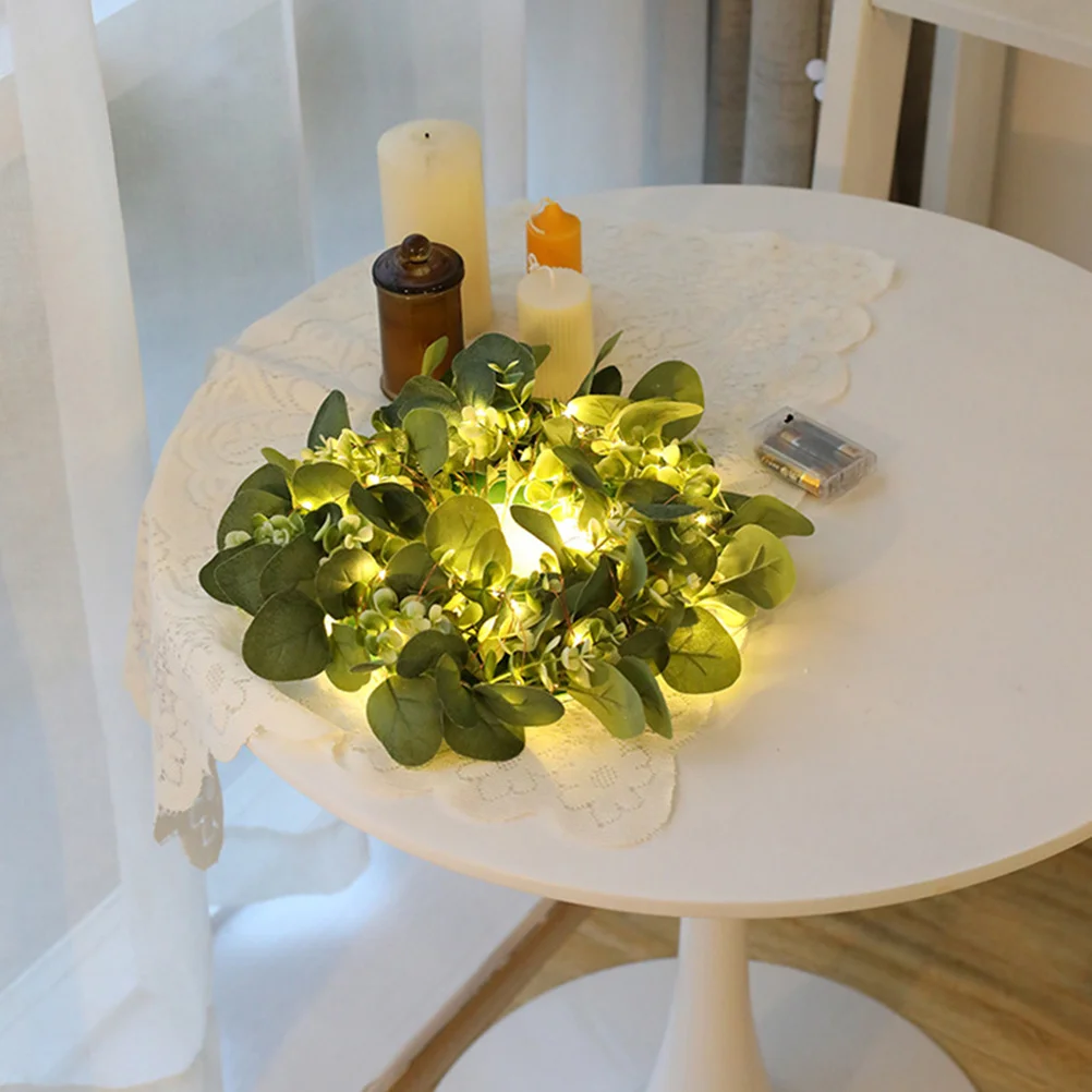 

Simulation Eucalyptus Wreath Lights Decorative Garland Indoor Outdoor Wedding Party Festival Decor Decorative Wreath
