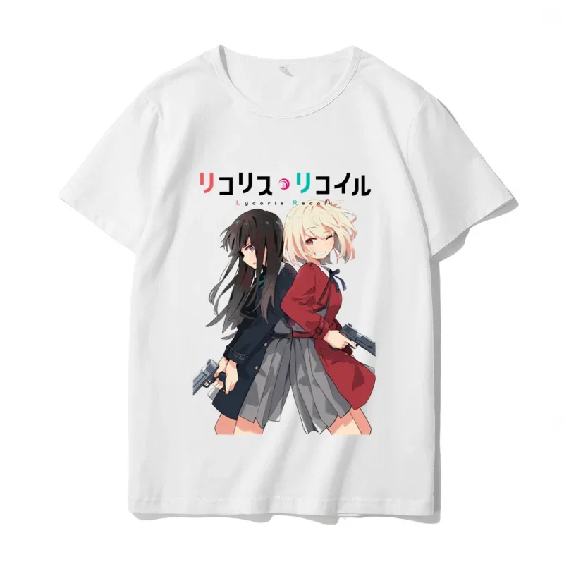 Lycoris Recoil T-shirt Outfits Harajuku Y2k Tops Streetwear Women Clothing Japanese Graphic T Shirts Anime Manga Cartoon Tees