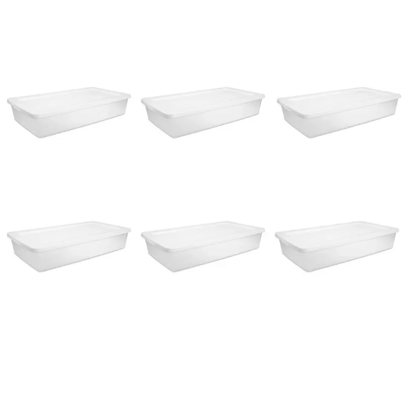 

Sterilite 41 Qt Storage Box Set of 6 Plastic Adult White
