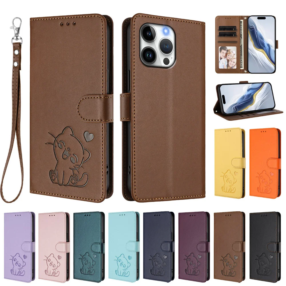 حافظة جلدية لطيفة على شكل قطة لهاتف IQOO U1X U3 U5 U5E Z10 Z10X Z3 Z9 Z9S Z9X Z10X Z10 Lite Neo10Pro + RFID غطاء بطاقة محفظة قلابة #5