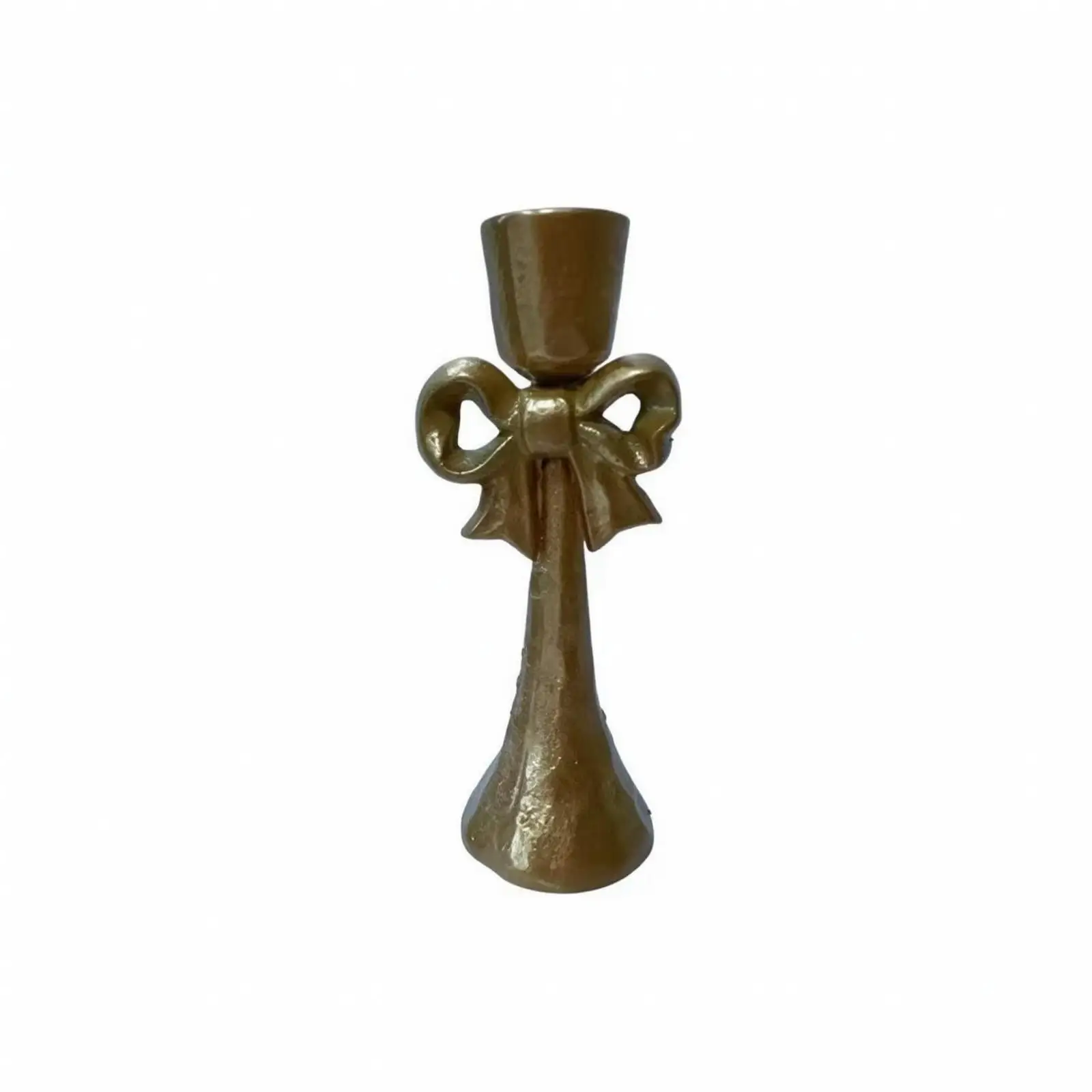 Taper Candle Holder Gold-Finish Decor Compact for Mantel, Living Room