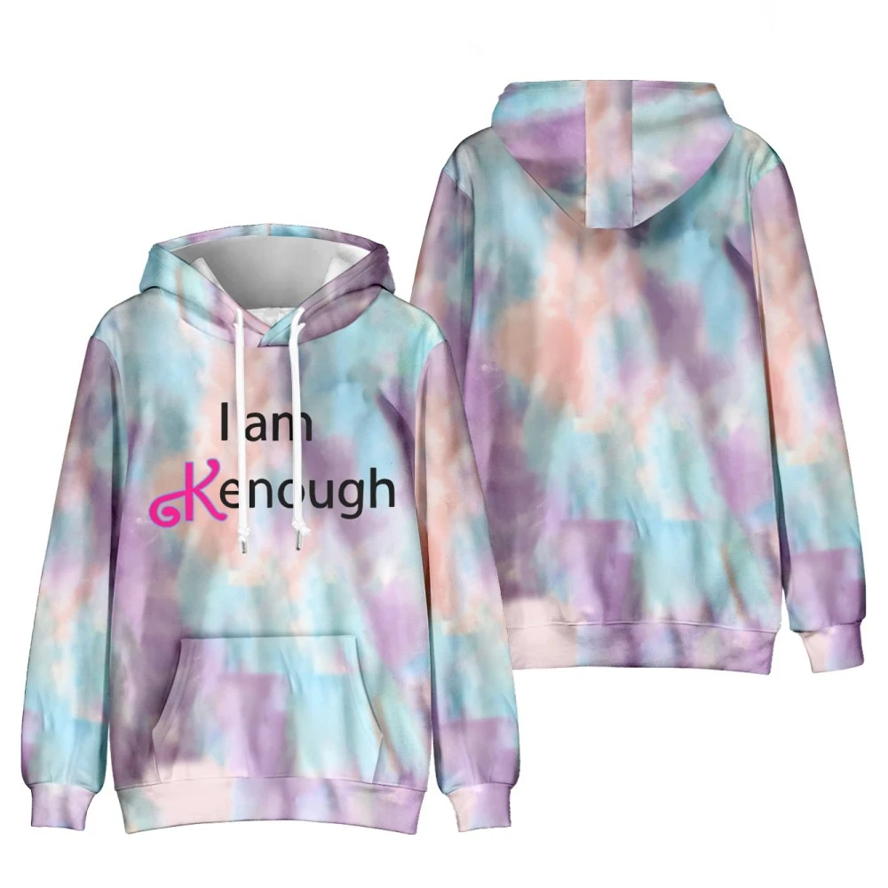 I Am Kenough Bluzy z kapturem Litera Nadruk 3D Mężczyźni Kobiety Oversized Cool Tie Dye Streetwear Pullover Bluzy Sportowe Unisex Top Odzież — zdjęcie 7