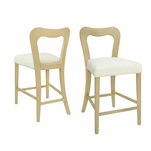 

# Counter Stool Set Wood Fabric Bar Stool No Arm Modern Kitchen Dining Chair Beige/Green/Caramel Rubberwood Frame