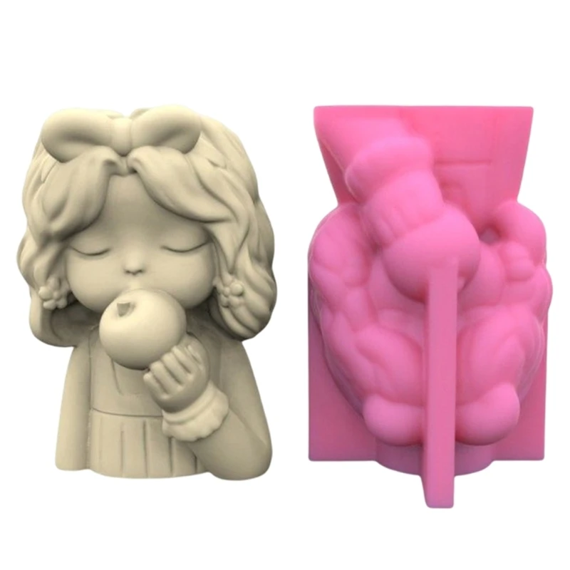 3Pieces/set Silicone Mold 3D Girl Flower Pot Mould DIY Handmade Crafts Pen Holder Epoxy Resin Mold for Home Decor
