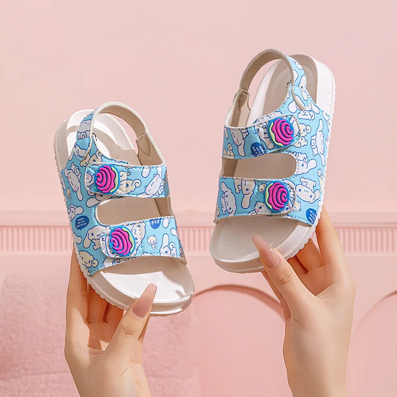 أطفال حذاء كاجوال الصنادل أحذية بكعب منخفض القوس المفتوحة تو بولي أحذية أحذية من الجلد للفتيات المضادة للانزلاق الوردي الأزرق حجم 15 سنتيمتر-20 سنتيمتر #6