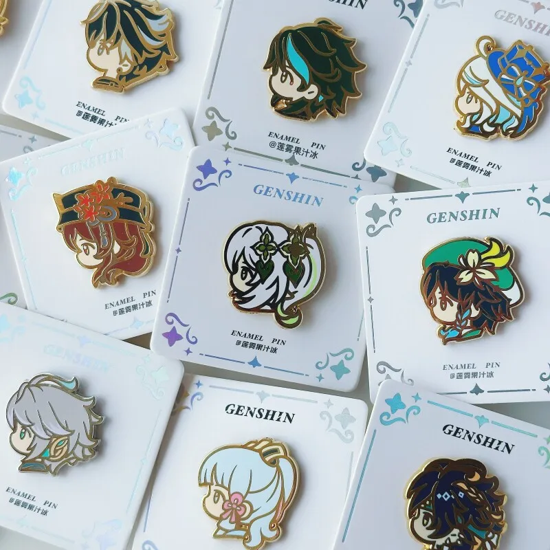 

Genshin Impact Enamel Pins Cute Q Version Character Metal Brooch Zhongli Kinich XiaoCollectible Badge for FansCosplayJewelryGift
