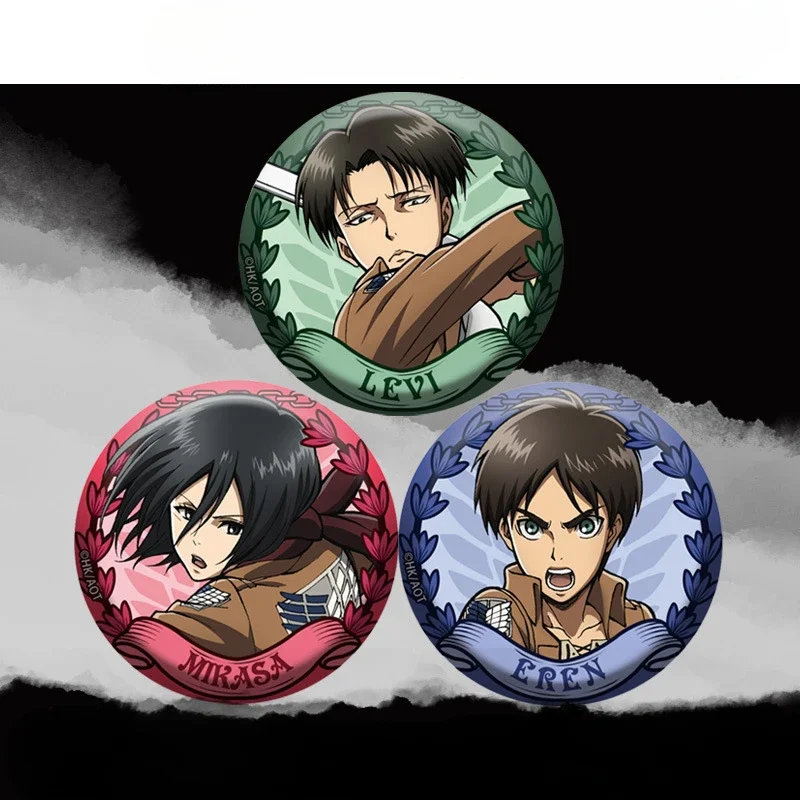 5.8cm High Quality Brooches Eren Jaeger Mikasa·Ackerman Armin Arlert Figure Badge Fashion Personality Accessory Decor Collection