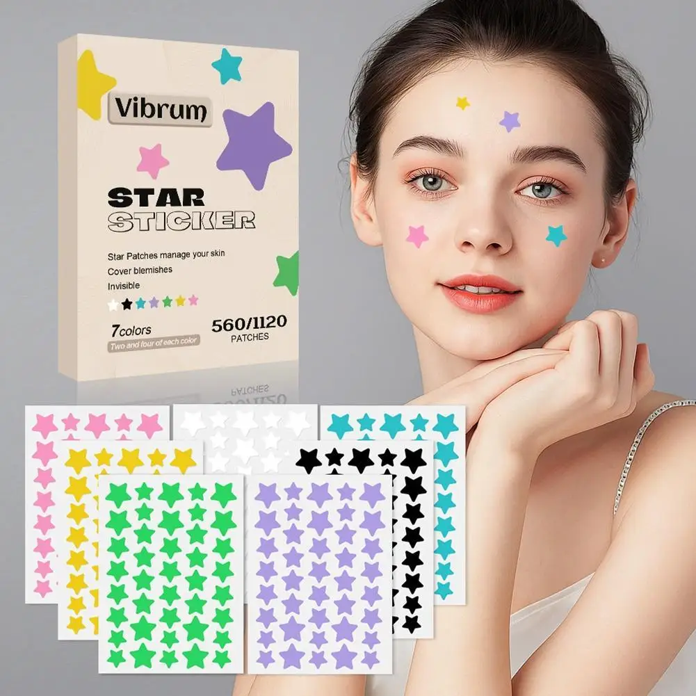 

Colorful Star Acne Patches Hydrocolloid Mild Non-irritating Acne Pimple Patches Cover Stickers Invisible Concealer Makeup Tool