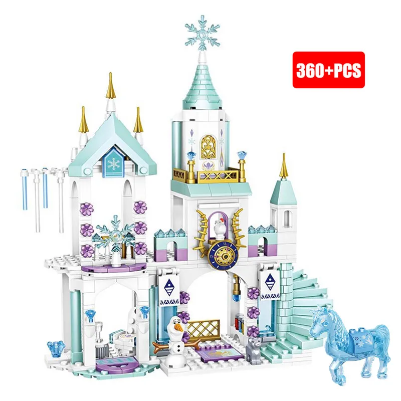 Kit de blocs de construction pour enfants, château de glace en cristal, princesse royale, amis, modèle de film classique, jouets pour filles, cadeau de noël