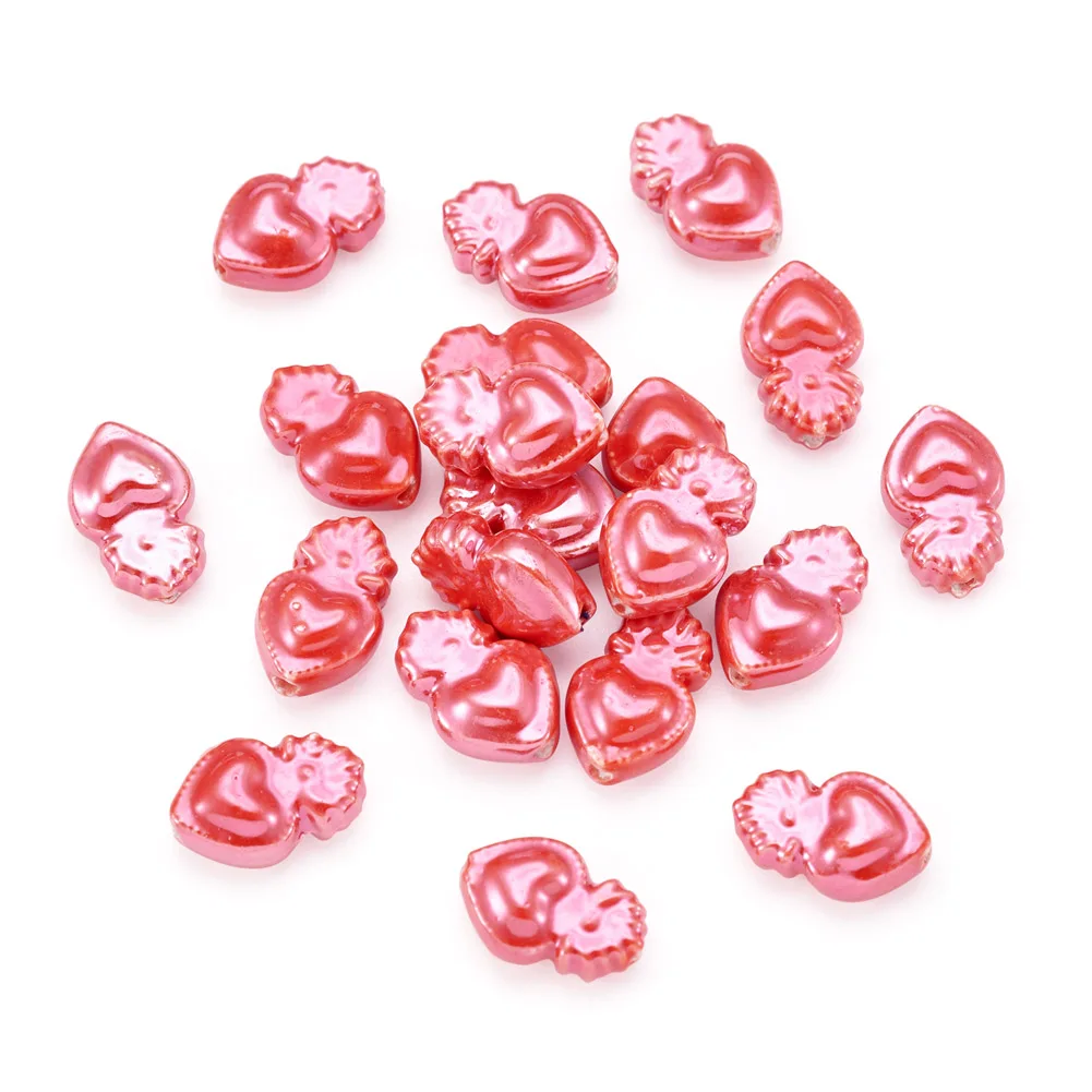 10pcs Handmade Porcelain Heart Beads Bright Glazed Porcelain Style Beads for jewelry making DIY Decor Accessories,Mix Color