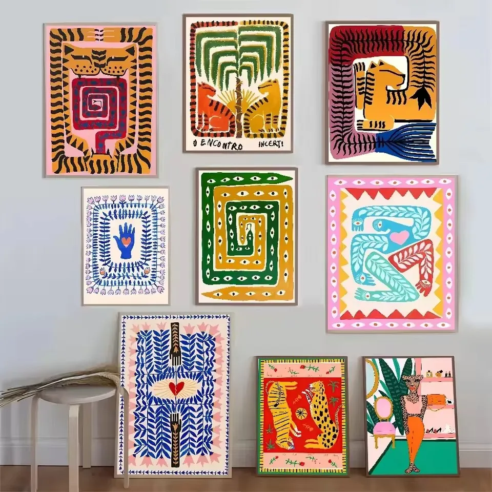 

Egypt Colorful Abstract Tiger and Leopard Poster Canvas Painting Prints Posters Artwork Home Decor Decor Bedroom Pictures Gift