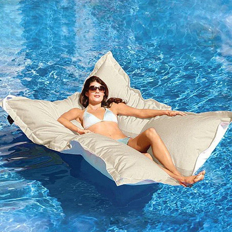 Retangular Swimming Pool Floating Bean Bag Pouf Cover No Filler Waterproof Beach Pillow Sac Salon Sofa Bed Chaise Lounge