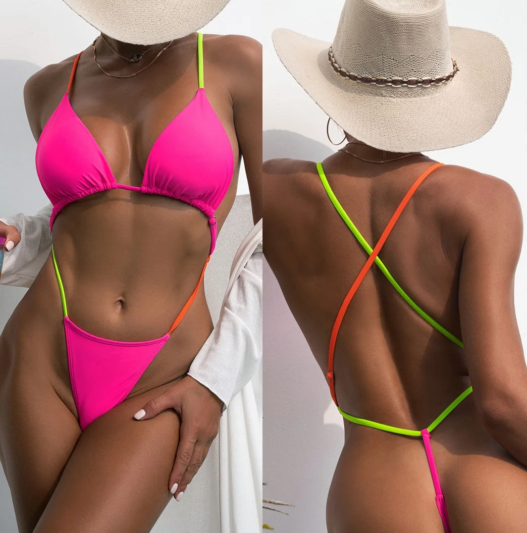 Women One Piece Swimsuit Sexy Bikini Thong Swimwear T-back Monokini Feminine Beachwear Female Bathing Suit Dropshipping