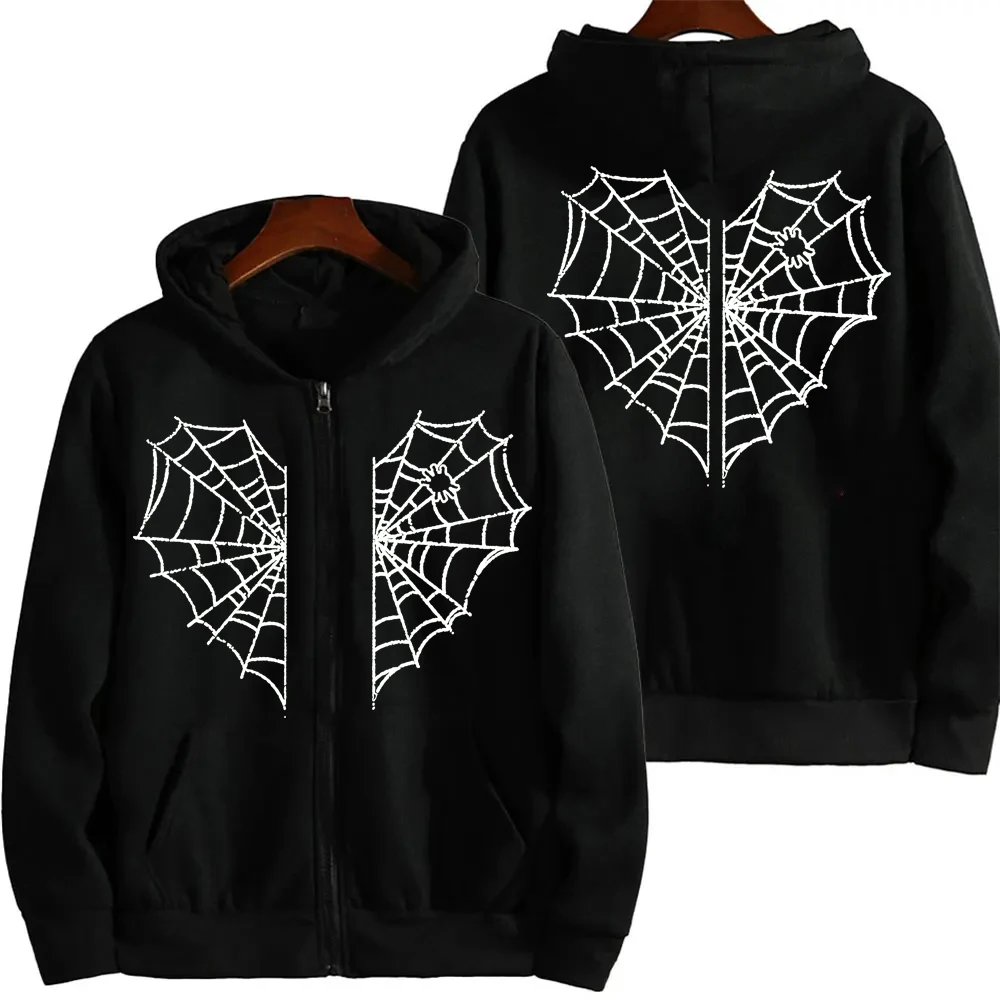 Casual Women\'s Zip Up Hoodies Jacket Spider Print Women Hoodie Stylish Hooded Sweatshirt Autumn Winter Zipper Jackets Coats