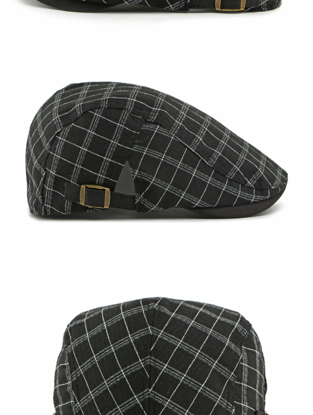 HT5057 Baskenmützen für Herren und Damen, Vintage Künstler-Mütze, Karierte Baskenmütze, Herren- und Damen-Flatcap, Frühling-Sommer Verstellbare Baskenmütze – Detail 9