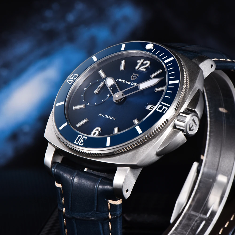 جديد PAGANI تصميم الغوص ساعة رياضية جلدية أعلى الميكانيكية التلقائية ووتش للماء الفولاذ المقاوم للصدأ الياقوت الساعات للرجل #4