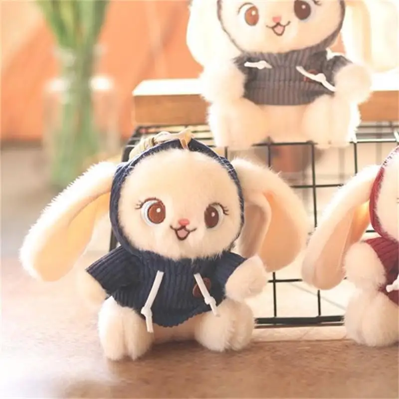 귀여운 토끼 인형 마스코트 동물 봉제 장난감 열쇠고리 펜던트 랜야드 가방 걸이 키링 백팩 장식품 기념품 선물