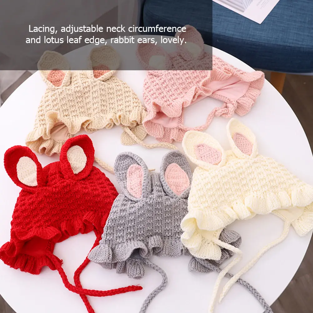 

1Pcs Baby Warm Knitted Hat Pig Shape Rabbit Ear Lacing Adjustable Neck Autumn Winter Baby Accessories 6 Months to 3 Years