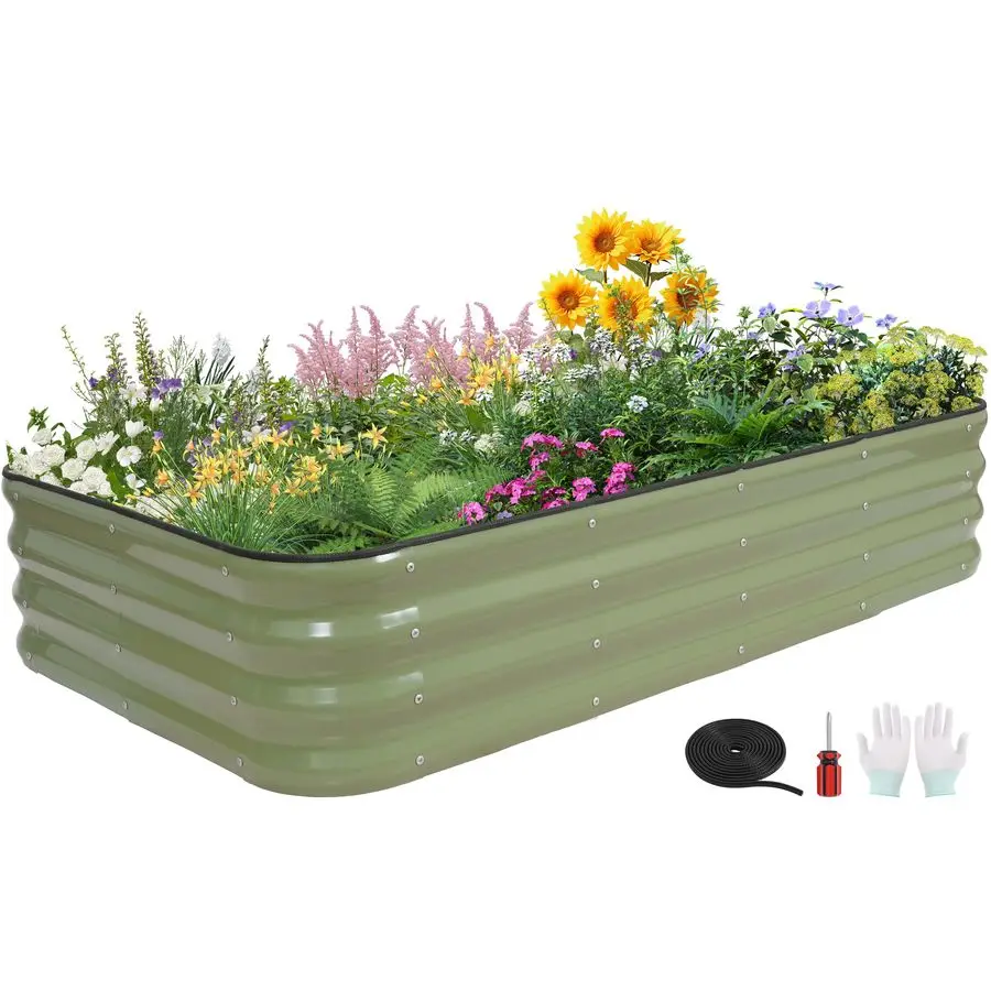 

Модульный набор для приподнятой грядки с регулируемыми размерами 5x3x1 фут, 4x4x1 фут, 6x2x1 фут, 7x1x1 фут, прочный оцинкованный стальной ящик-клумба с Б.