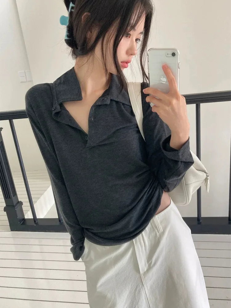 

2025 Autumn New Dongdaemun Baby Sauce Neck T-Shirt Lace Skirt Set Two-Piece Set Women's Fashion Korean Style Loose Fit