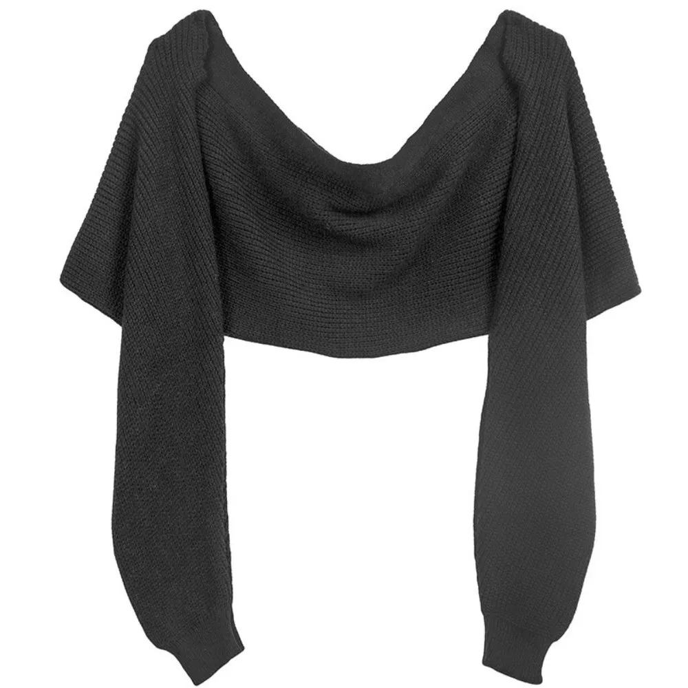 

Fashion Winter Warm Shawls with Sleeves Soft Knitted Scarf Thick Solid Color Pashmina Scarves