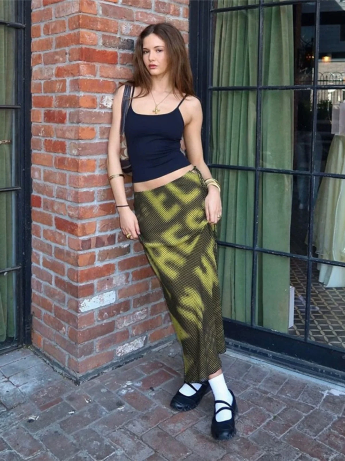 

High Waist Punk Sle Letter Print Dstring Weird Puss Skirt Slimming ort Skirt Street Sle Polyester Fabric H-ape