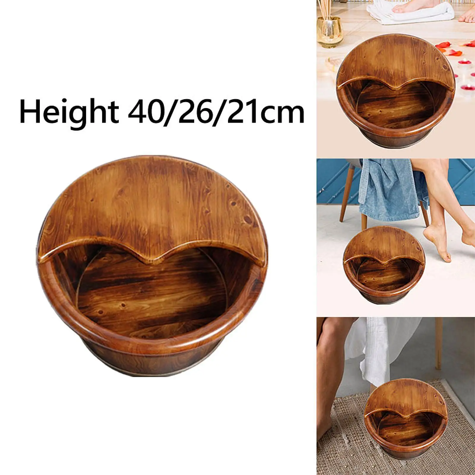 Wood Foot Bath Laundry Tub Pedicure SPA Barrel Washing Bowl Bucket Foot Washing Barrel for Outdoor Sauna Home Use Bedroom Travel