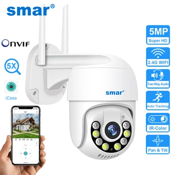 Smar 3mp 5mp ptz wifi câmera ao ar livre rastreamento automático ai humano detectar cor visão noturna áudio em dois sentidos câmera ip icsee app