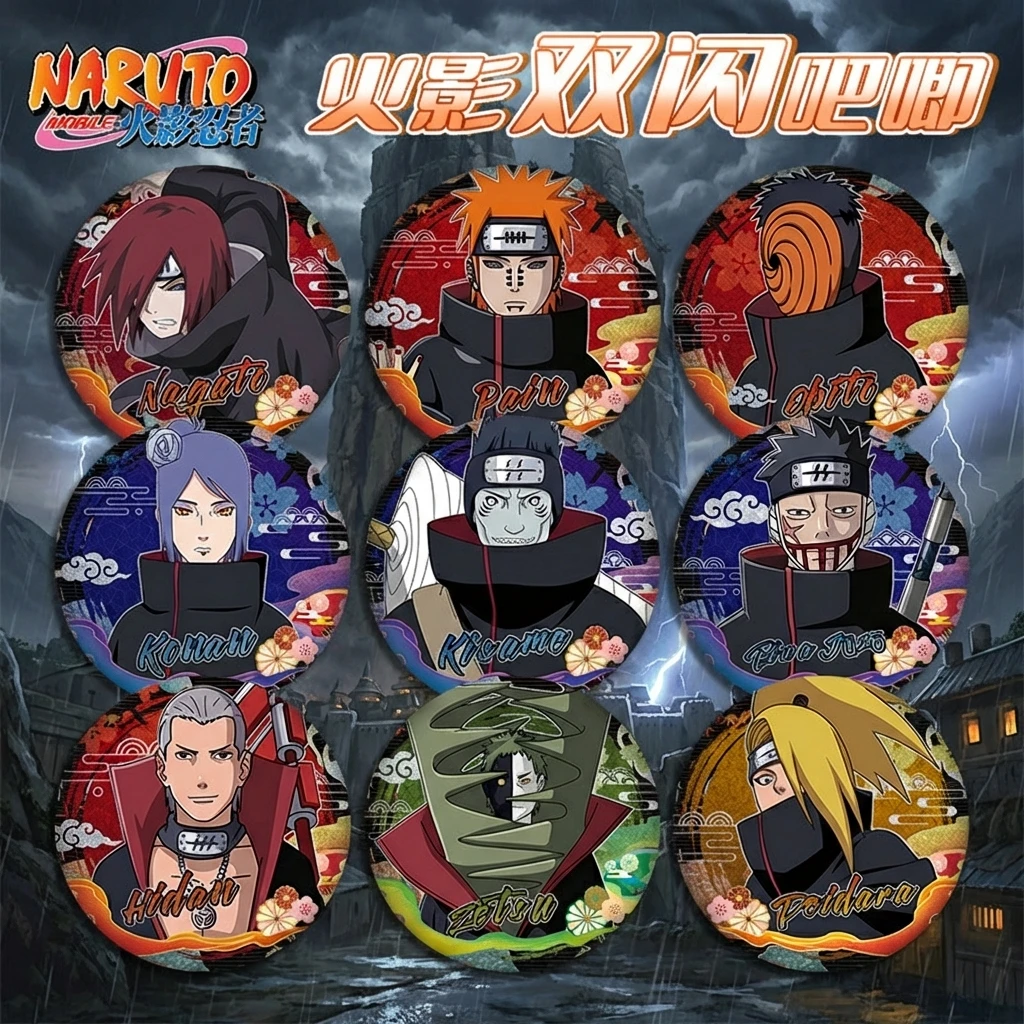 

Naruto Double Flash Badge 233 243 Pet Bar Full Characters New Design 75mm 58mm Anime Merchandise Collectible Gift for Fans