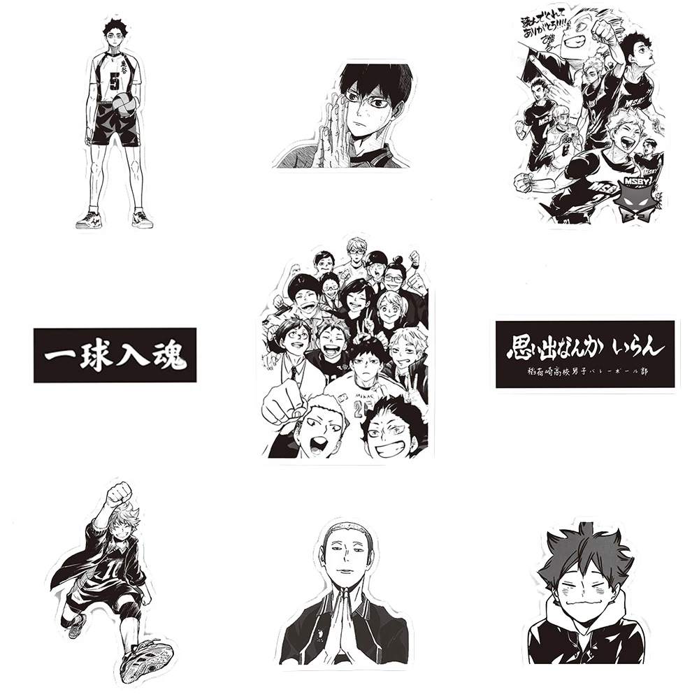 10/30/65pcs Anime Haikyuu!! Stickers Cool Black White Graffiti Sticker DIY Phone Diary Suitcase Shoyo Hinata Cartoon Manga Decal