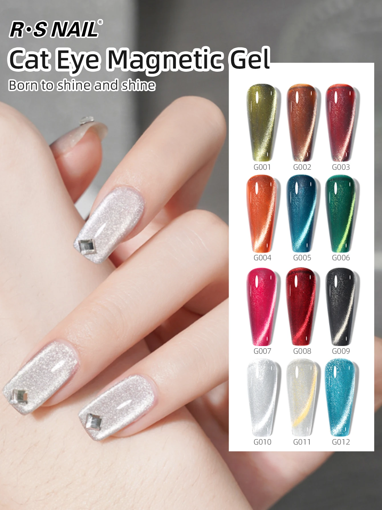 RS مسمار 10 جرام المجسم القط العين هلام مسمار البولندية عاكس بريق المغناطيسي هلام مسمار الفن شبه دائمة نقع قبالة الأشعة فوق البنفسجية مسمار الورنيش #3