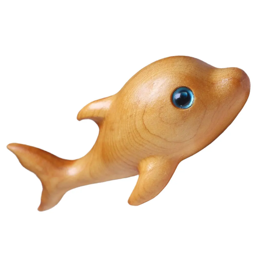 

Wood Carved Dolphin Ornaments Sculpture Decor Home Desktop Adornment Decorations Statue