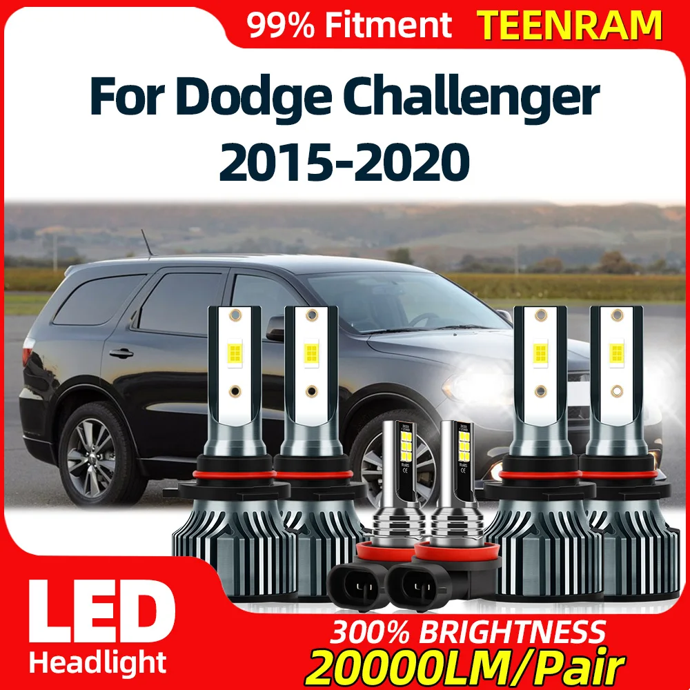 

High Power LED Headlight 60000LM Auto Headlamps 6000K Car Fog Lamps 12V For Dodge Challenger 2015 2016 2017 2018 2019 2020