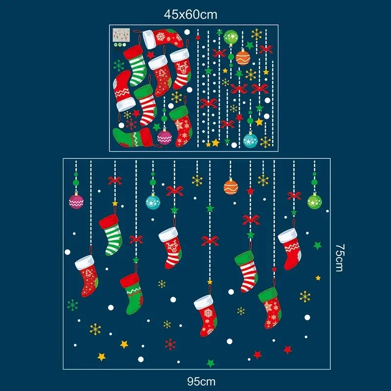 2025 Christmas Window PVC Clings Stickers Decoration For Home Room Wall Glass Merry Xmas New Year Decals Stickers