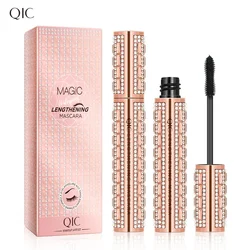 Mode Diamant 4D Mascara Wasserdichte Augen Make-up Kosmetik Erdnuss Silikon Pinsel Verlängerung Curl Wimpern Schnell Trocken