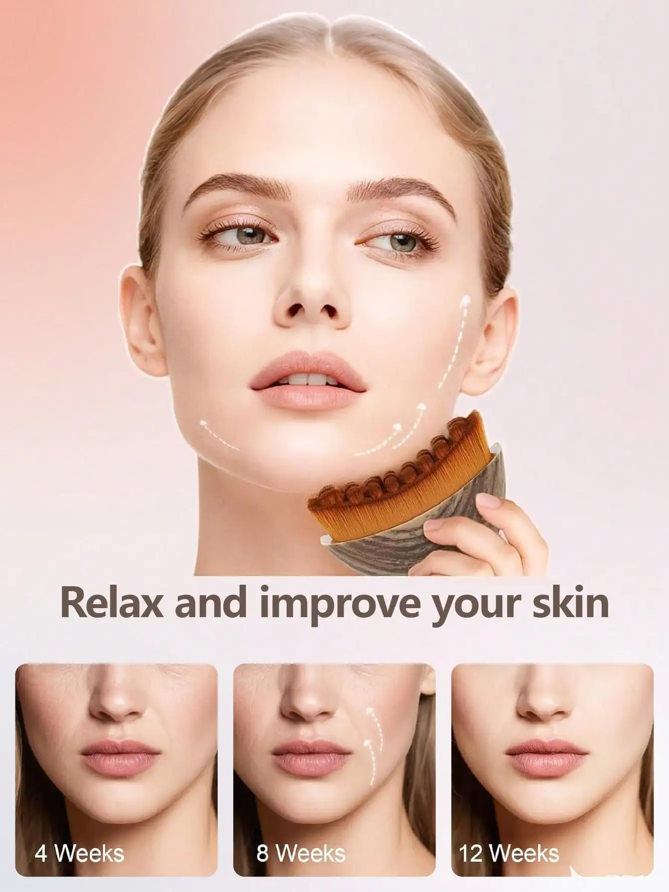 Lymphatische Kontur-Gesichtsbürste mit Gua-Sha-Board für trockenes Bürsten, geeignet für Gesicht, Kinn und Kieferlinie zur präzisen Hautformung. – Detail 3