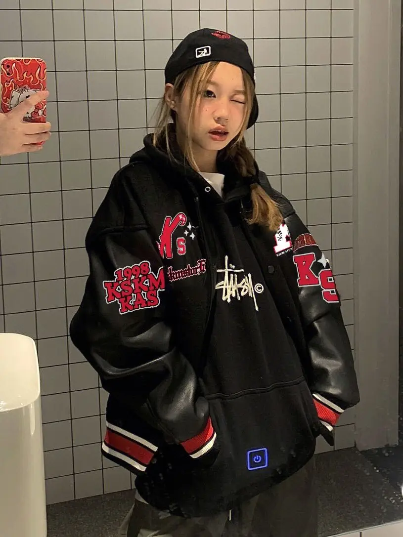 

Винтажная бейсбольная куртка унисекс для мужчин и женщин, утолщенное пальто-бомбер в стиле ретро для пар, уличная одежда в американском стиле