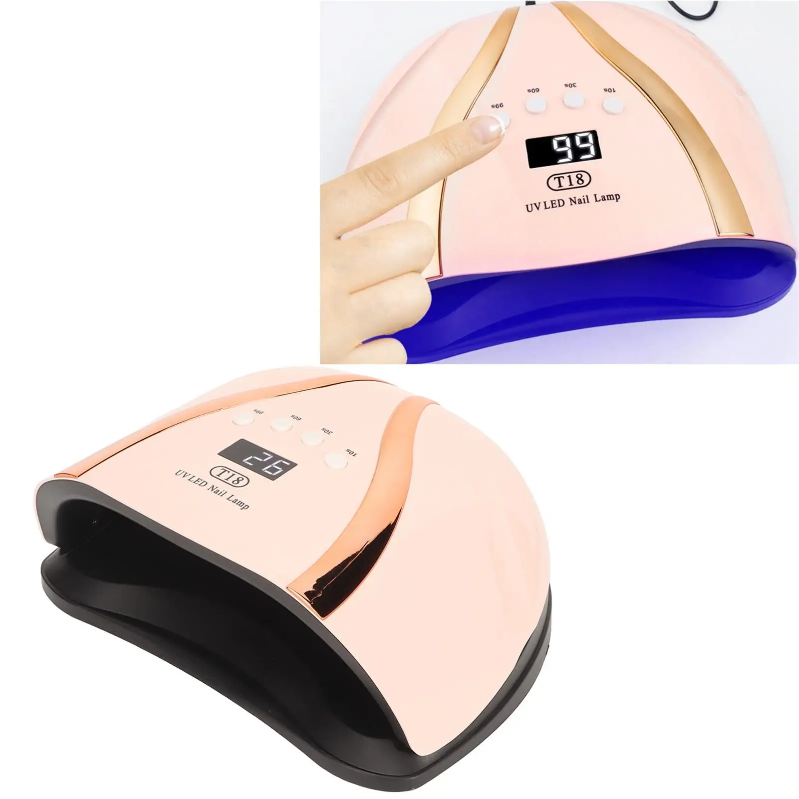 258W Nail Gel Dryer with 66 Light Chips, Multi-Timing & Detachable Base - 100-240V Curing Lamp for Nail Polish