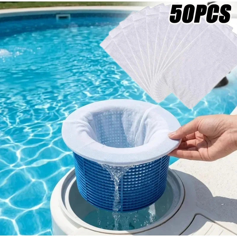 50/10PC Swimming Pool Garbage Cover Swimming Pool Filter Socks Flexible Fine Mesh Screen Liner Skimmer Basket Anti fouling Cover