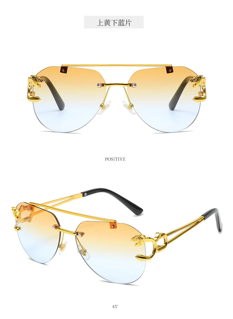 Neue randlose Piloten-Sonnenbrille mit Metallrahmen für Damen und Herren – Große runde Sonnenbrille mit Farbverlauf für Reisen – Detail 19