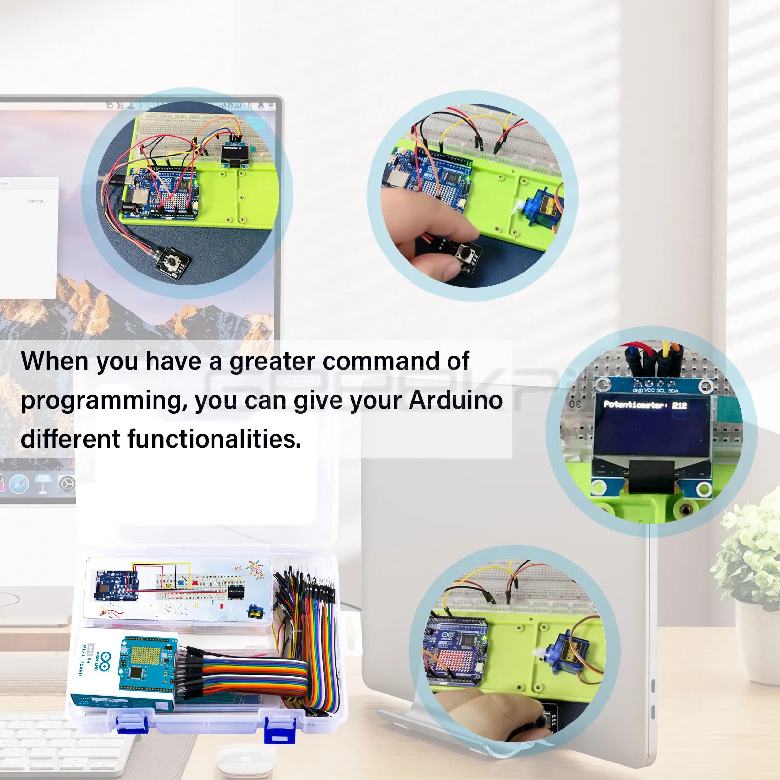 Geeekpi Education Starter Kit para Arduino UNO R4 Wifi DIY Componentes y sensores electrónicos