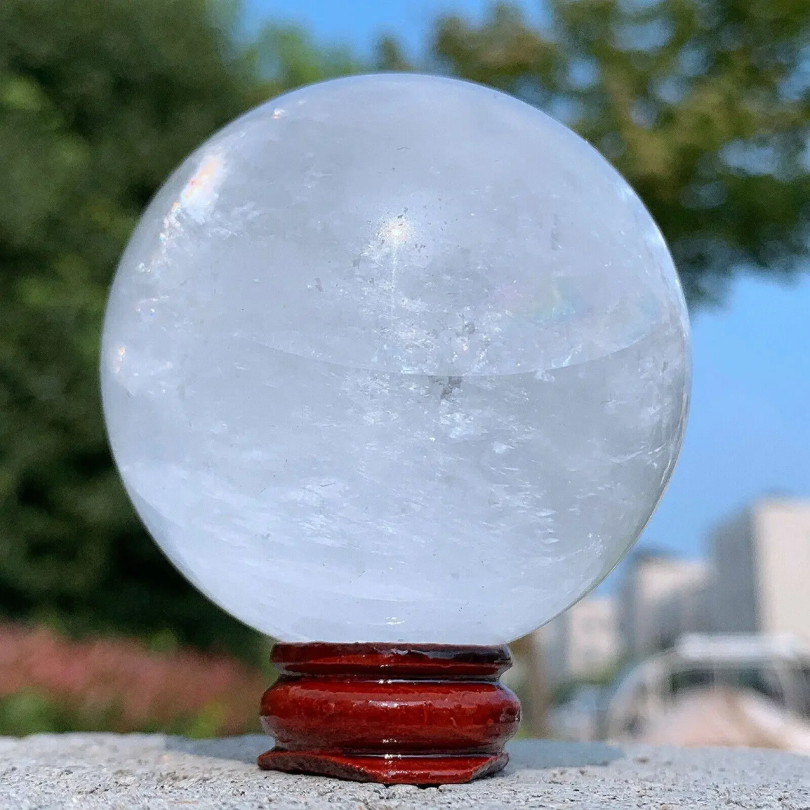 Natural White Calcite Quartz Crystal Sphere Ball Healing