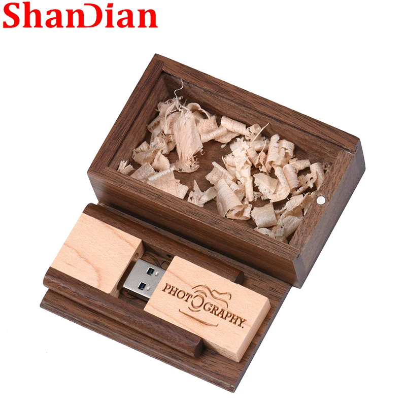 تدور خشبية 64 جيجابايت فلاش حملة محرك USB بشعار مخصص مجاني 2.0 32 جيجابايت القلم محرك الزفاف 8 جيجابايت ذاكرة عصا التصوير 4 جيجابايت U القرص القيقب 16 جيجابايت