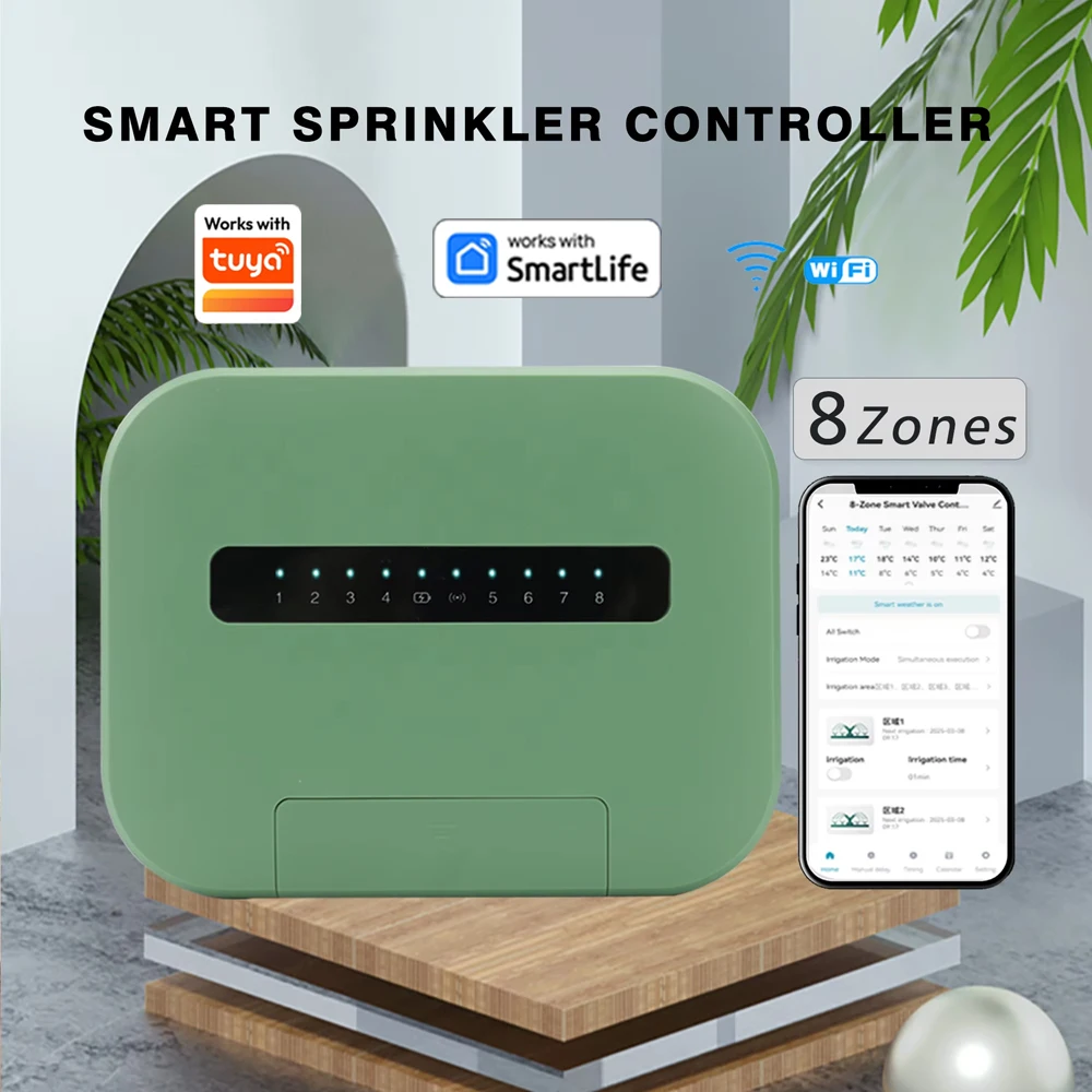 

6 /8 Station Tuya WiFi Indoor Smart Sprinkler Controller Irrigation System Remote Control by Phone Works with Smartlife EU Plug