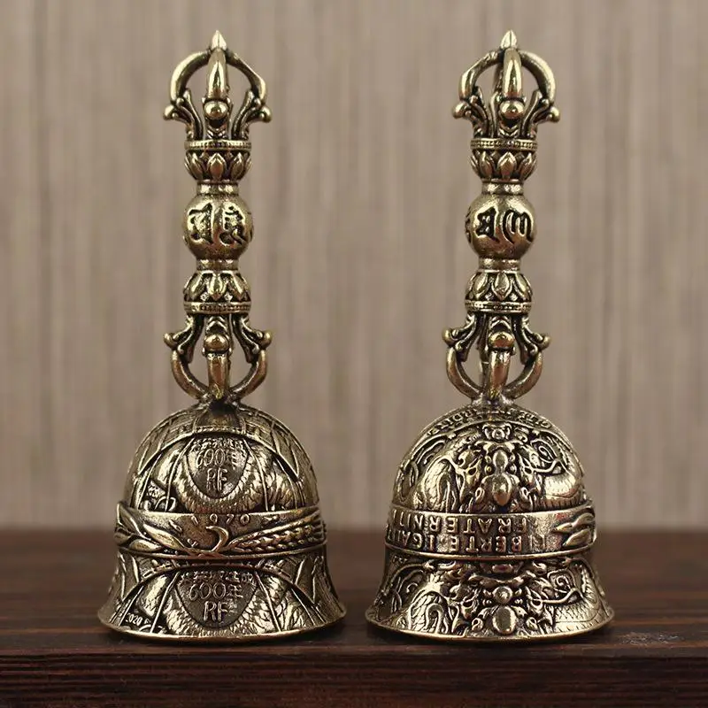 1 Stück Weihnachts-Bronzeglocke Kreatives Geschenk Heimdekoration Messing-Handarbeit Druckguss-Klingel Windglocke für Schlüssel- und Autobedarf – Detail 2